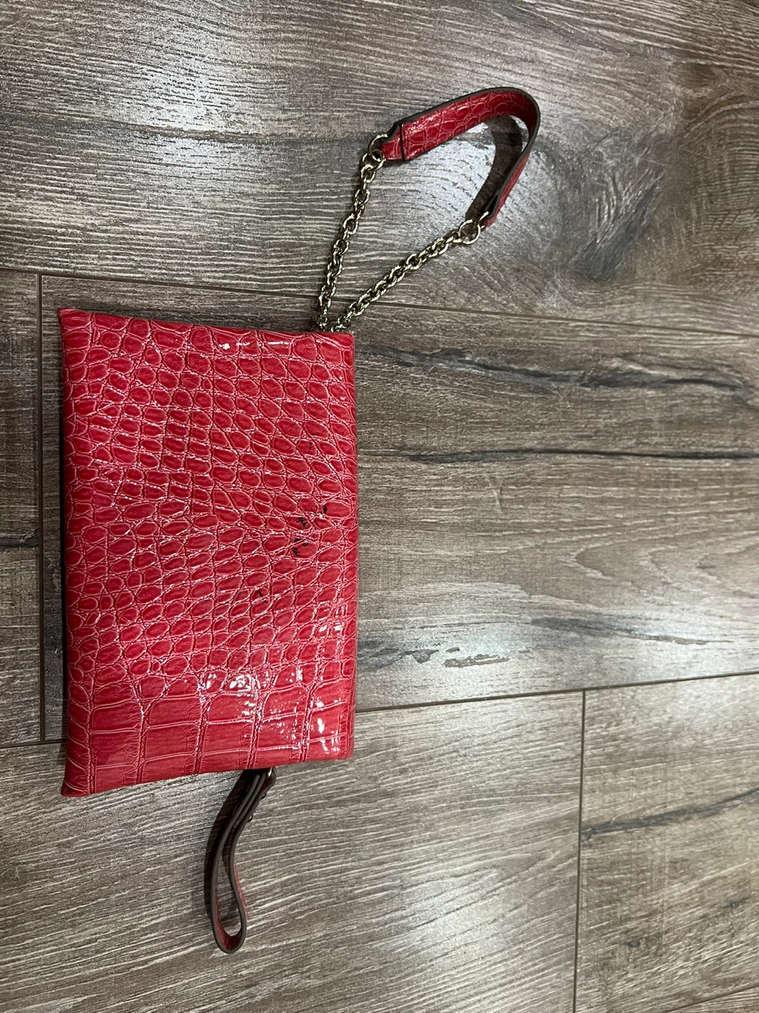 Guess Red Croc Embossed Clutch with Chain Strap - photo 2