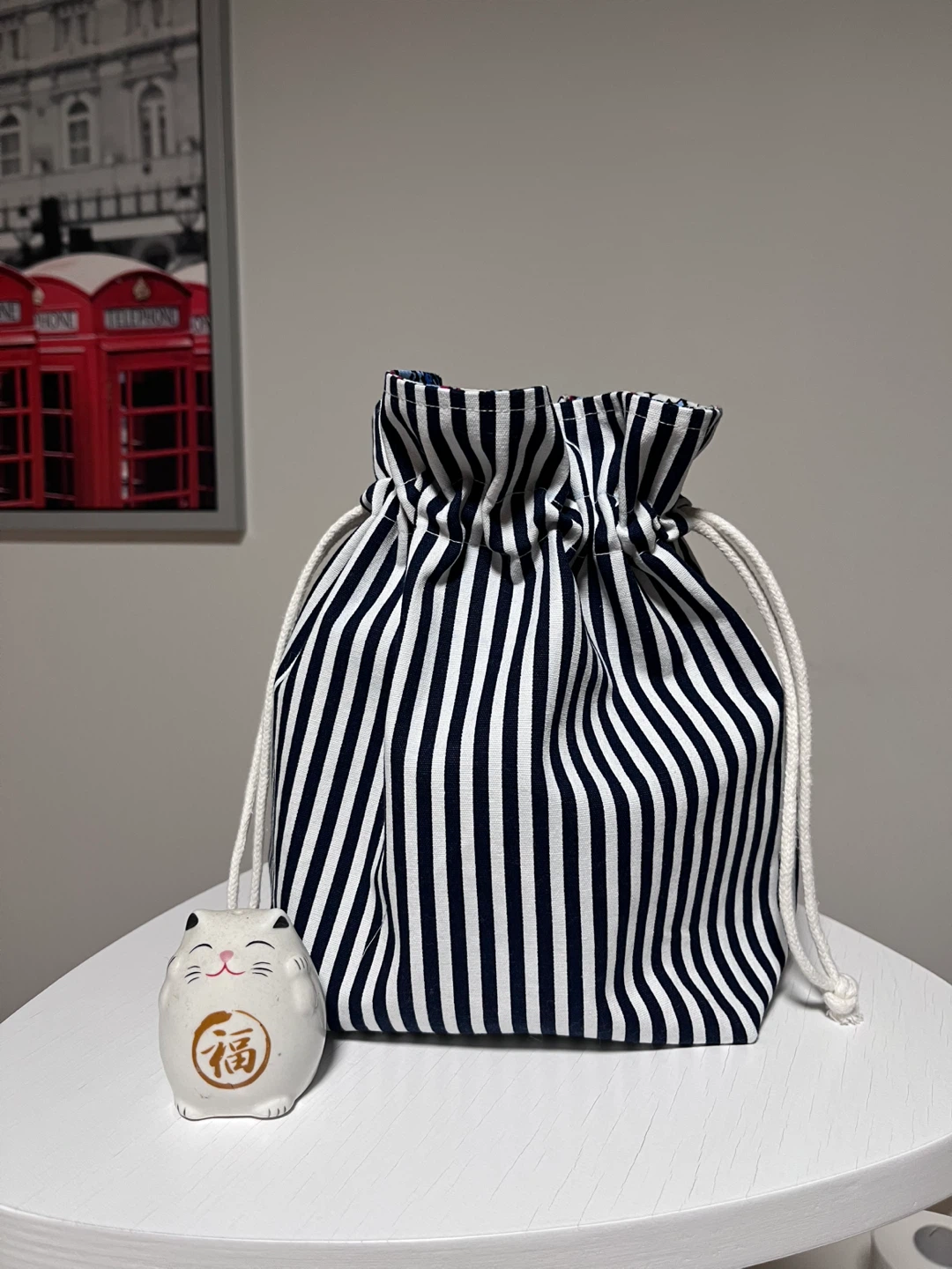 Striped Drawstring Pouch Bag - photo 3