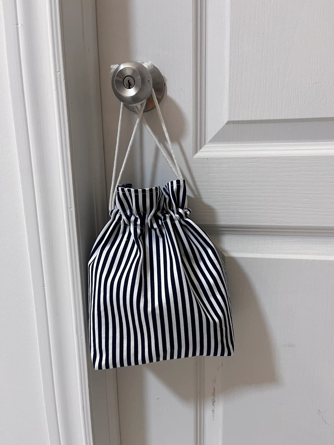 Striped Drawstring Pouch Bag