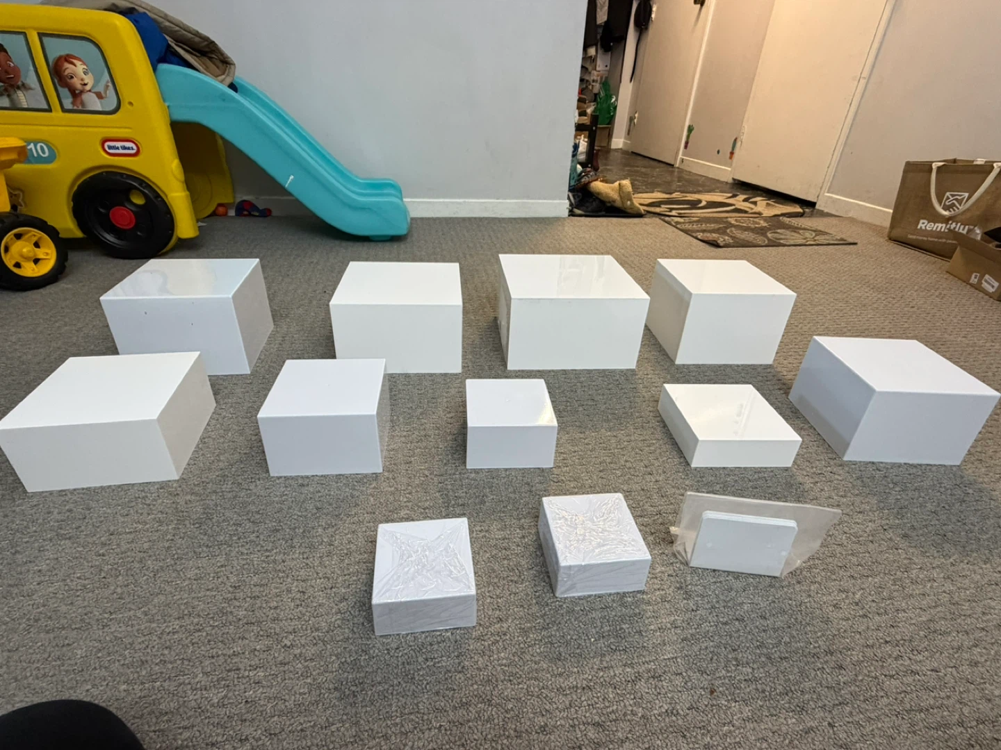 White Display Pedestals Set of 11