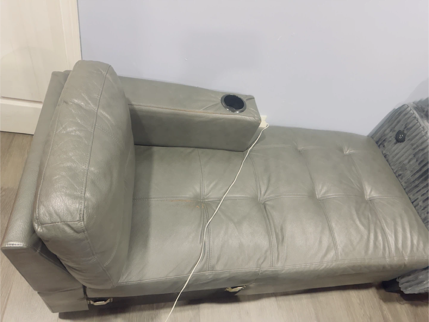 Grey Leather Loveseat with Cupholders - photo 2