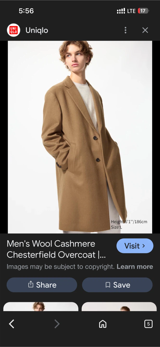 Uniqlo Wool Cashmere Coat (S)