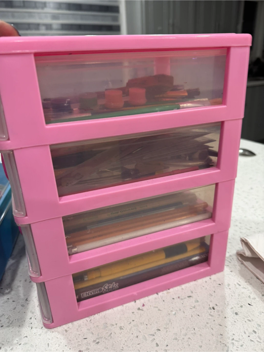 Pink 4-Drawer Organizer with Dixon Pencils 🏆 - photo 2