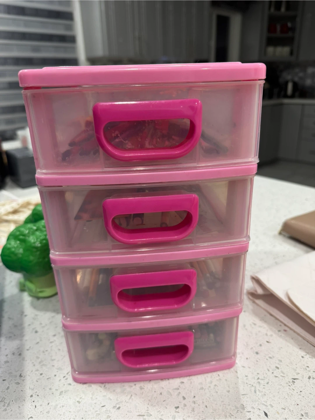 Pink 4-Drawer Organizer with Dixon Pencils 🏆
