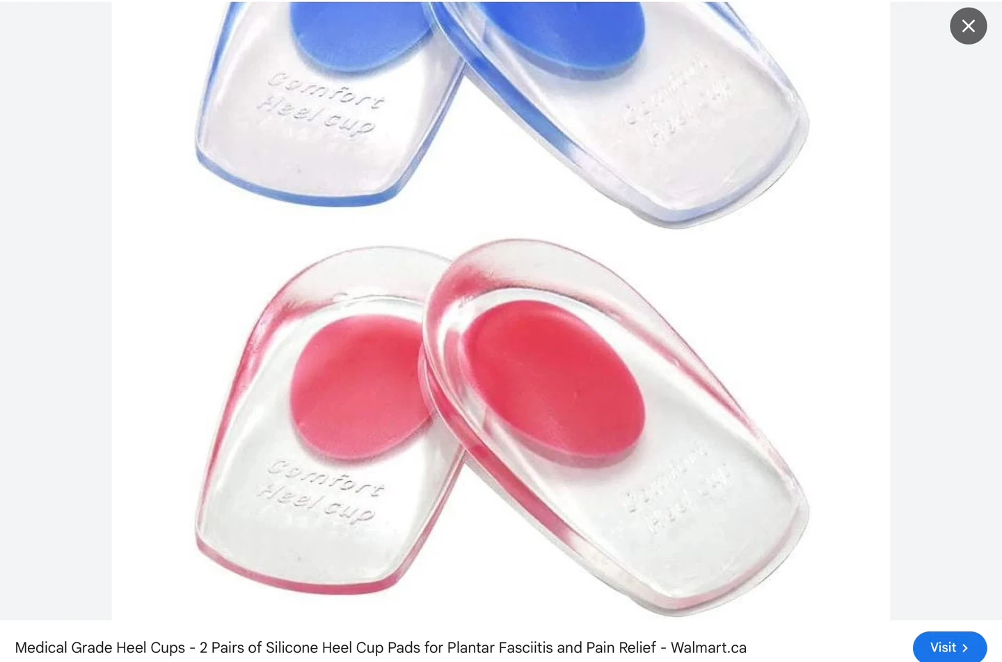 2 Pairs Silicone Heel Cups for Plantar Fasciitis Pain Relief
