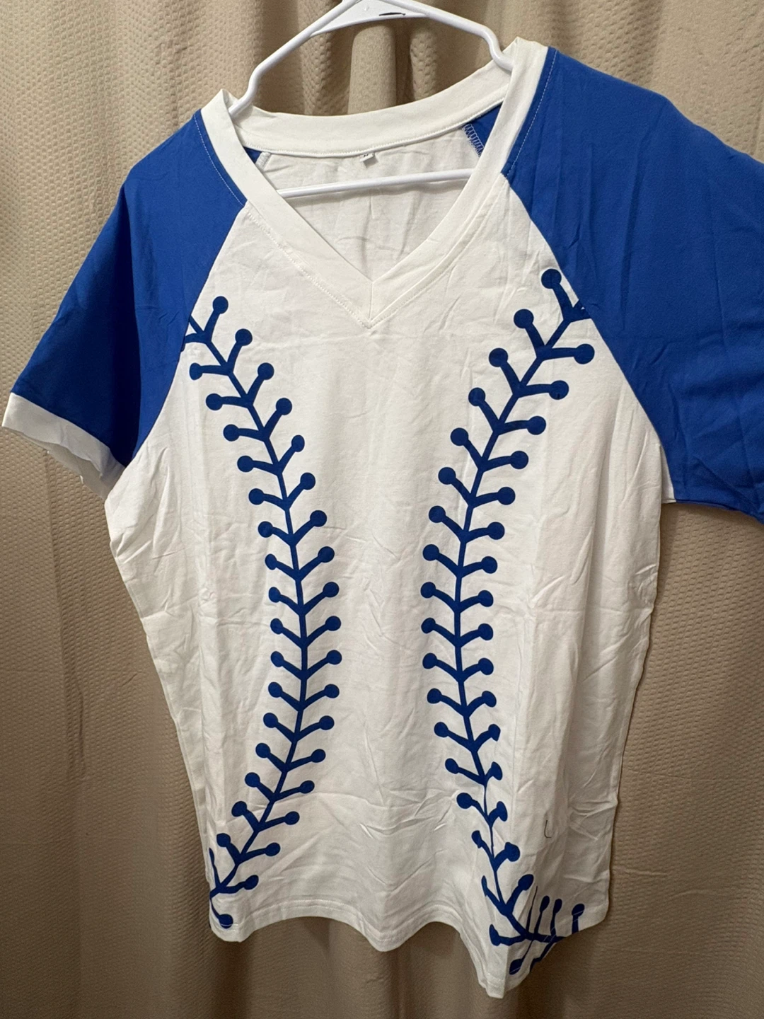 Baseball Stitch T-Shirt - White/Blue, Size M - photo 4