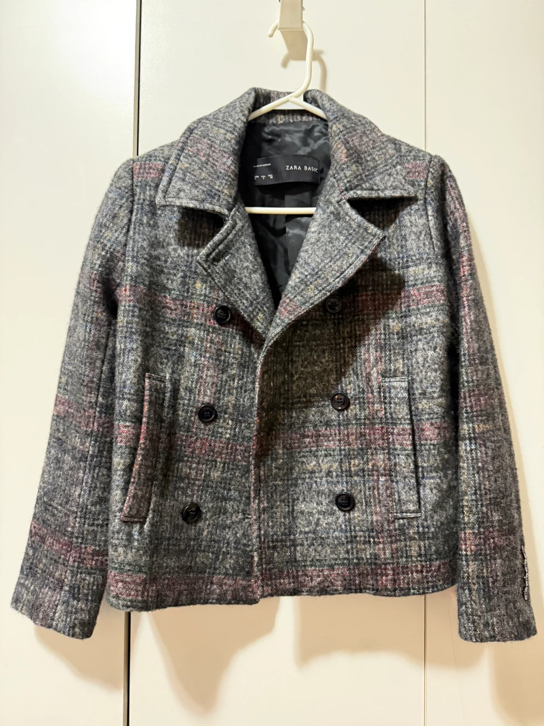 Zara Basic Plaid Wool Blend Blazer