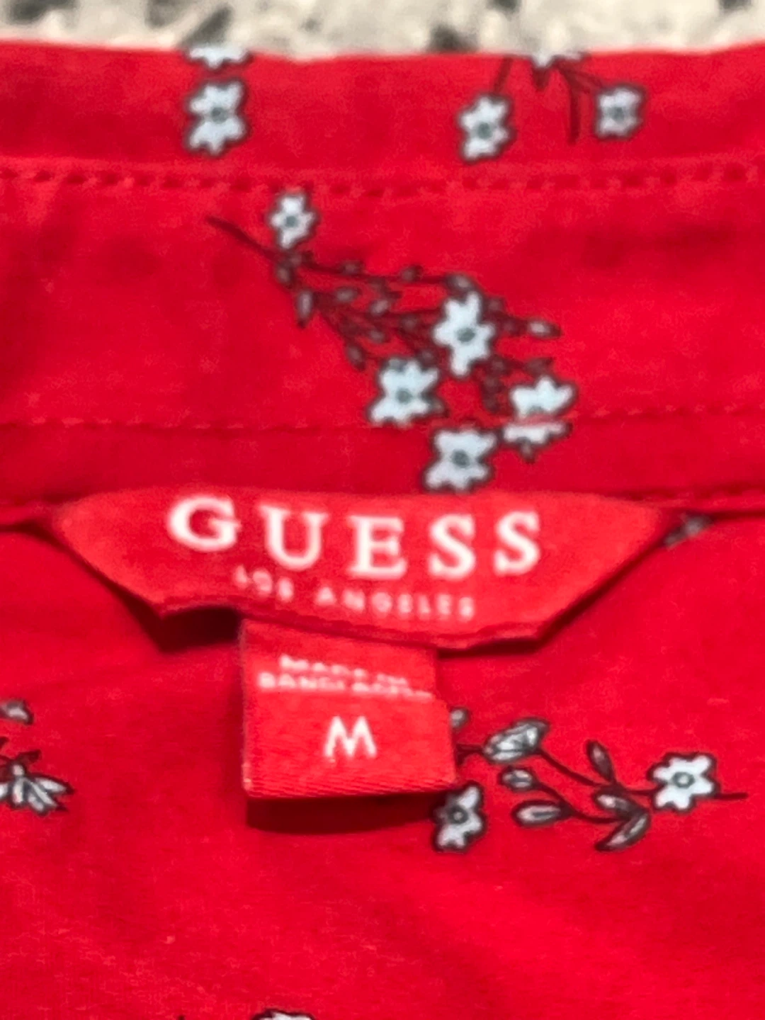 GUESS Red Floral Print Button-Up Shirt - Size M - photo 2