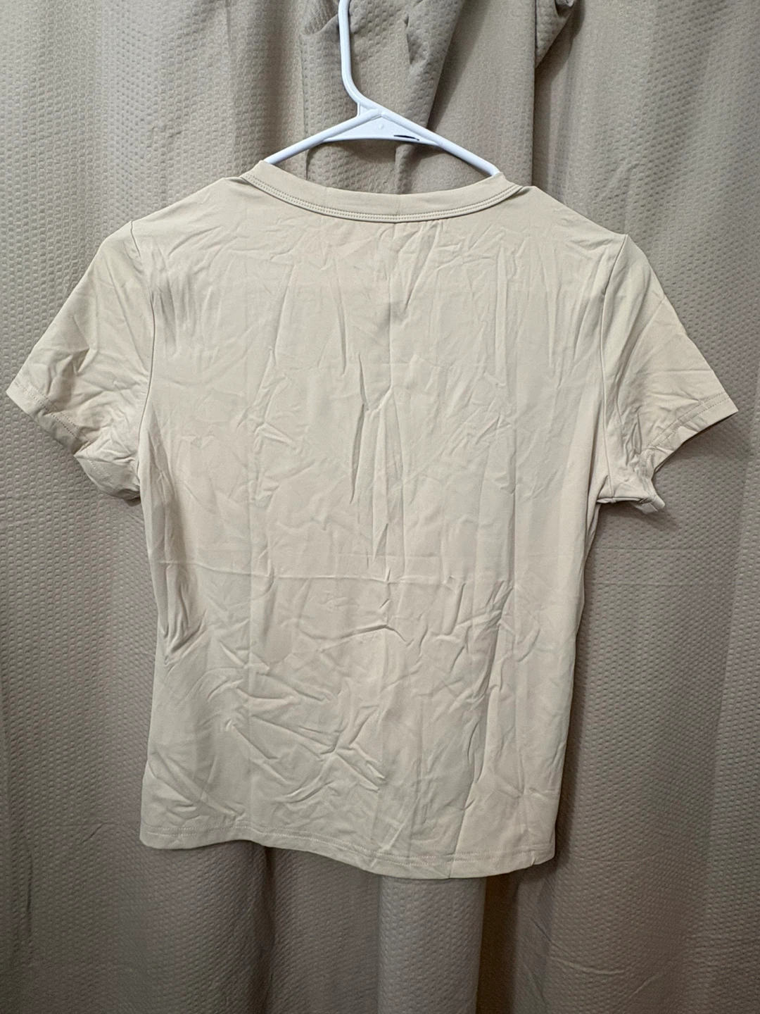 Women's Beige V-Neck T-Shirt Size L - photo 4
