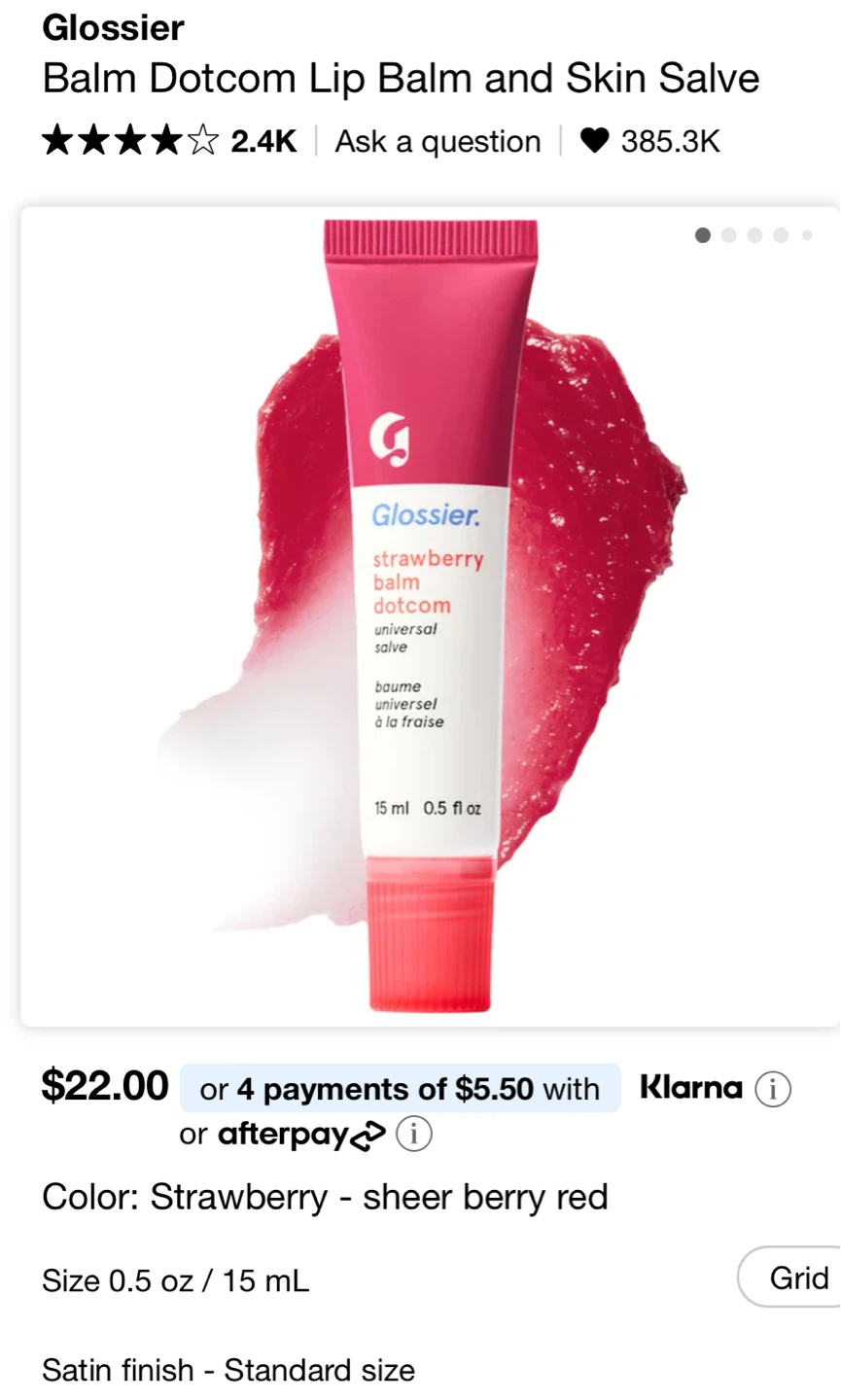 Glossier Balm Dotcom Lip Balm - Strawberry 🏆 - photo 2
