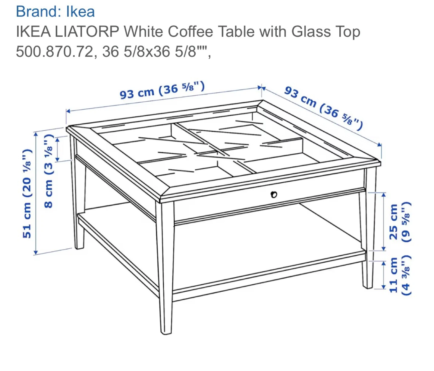 IKEA LIATORP White Coffee Table with Glass Top - photo 5