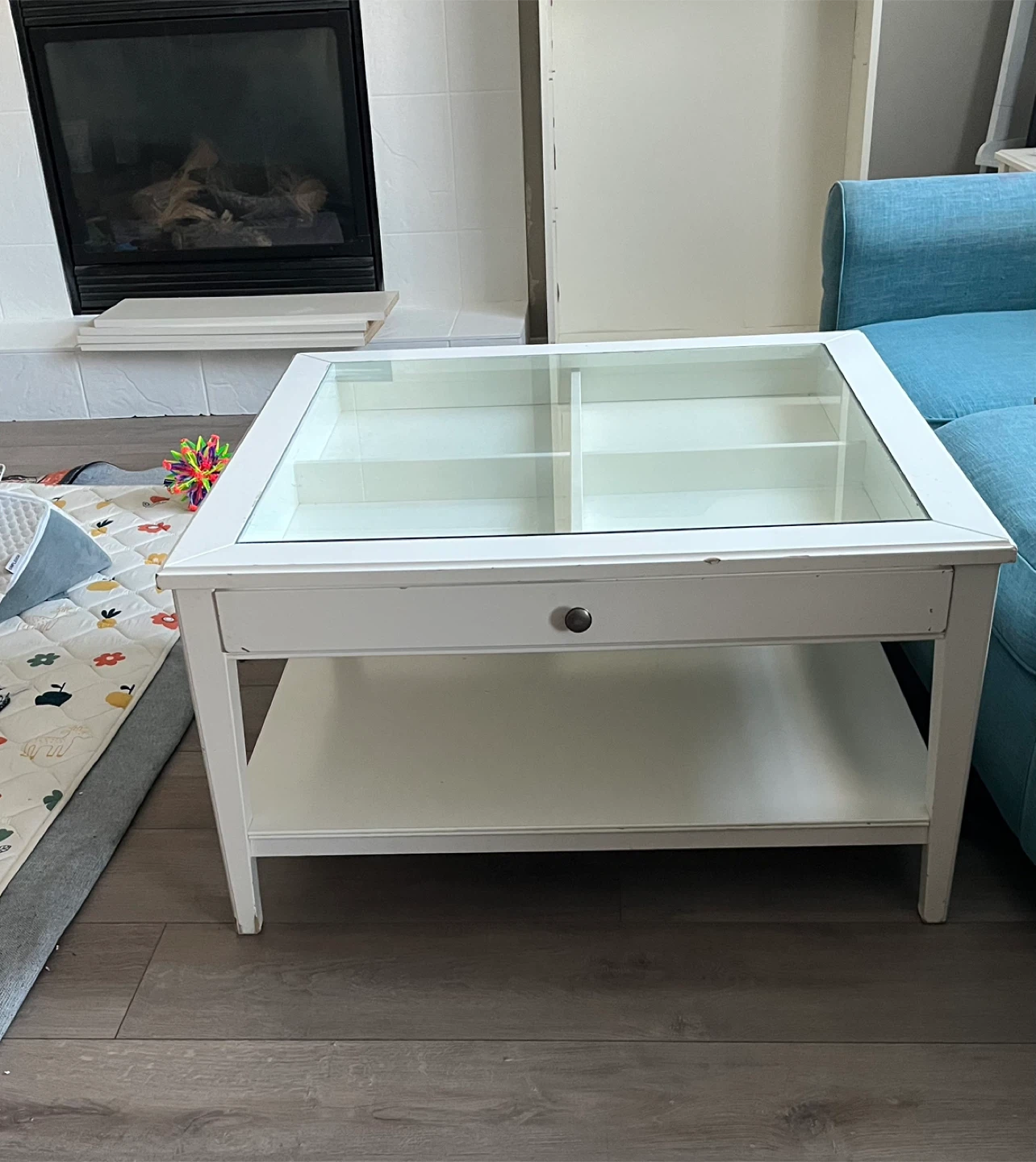 IKEA LIATORP White Coffee Table with Glass Top