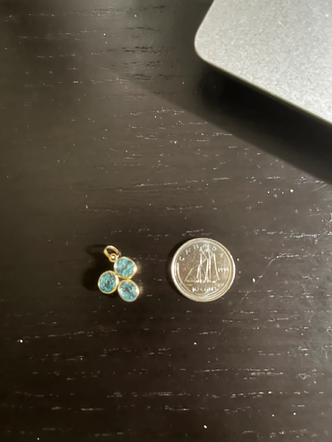 🏆 10K Gold Pendant Natural Blue Zircon - photo 3