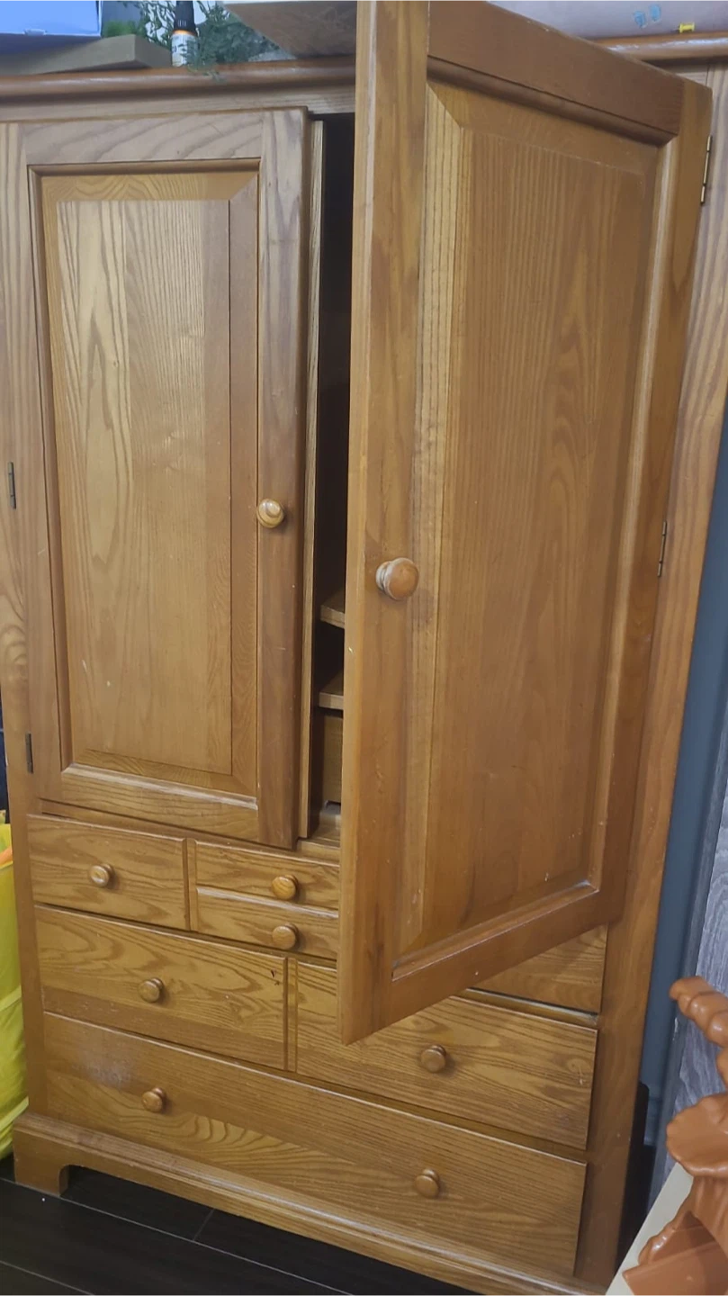 Wooden Wardrobe Armoire with Drawers
