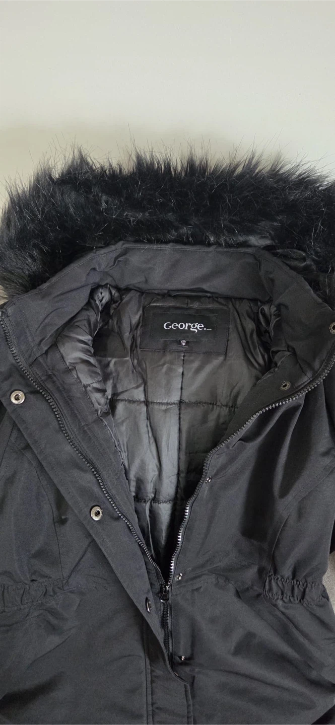 George Black Faux Fur Trim Hooded Winter Jacket - Size Xs - photo 2