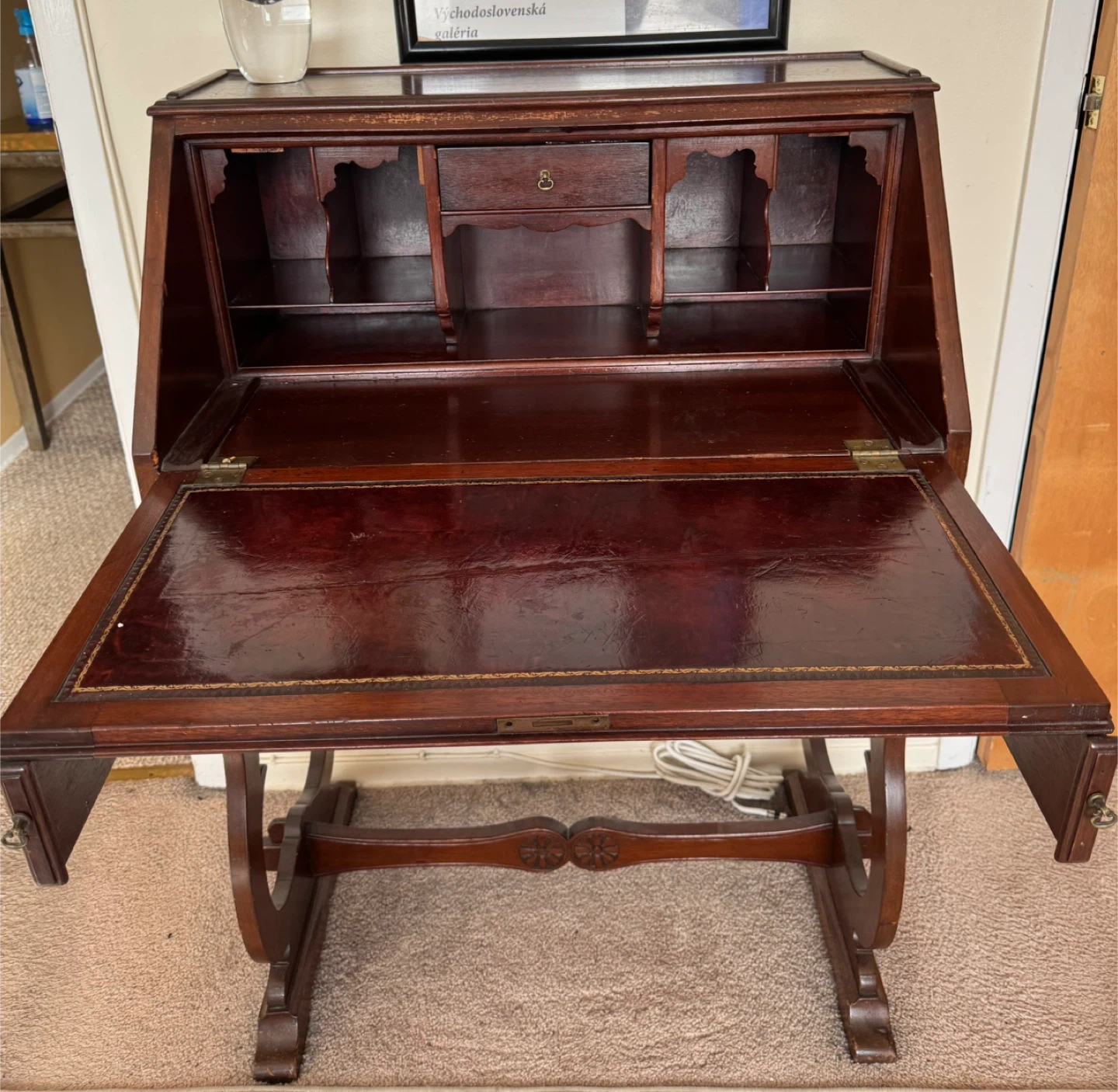 Antique Wooden Writing Desk with Carved Detail - photo 2