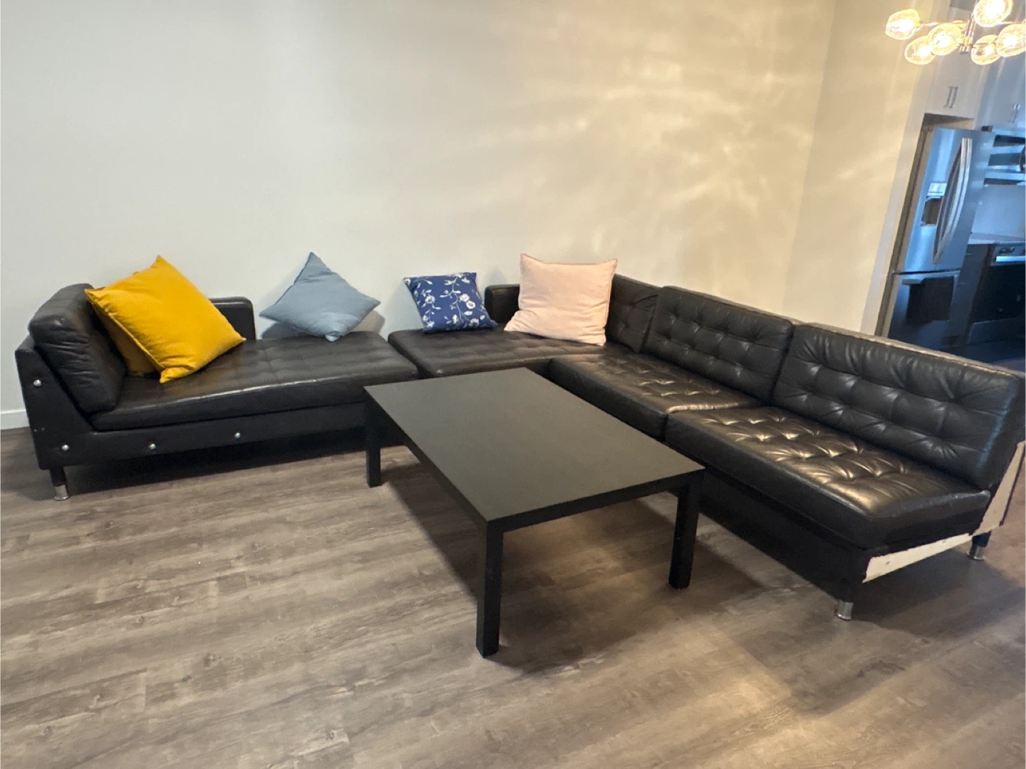 Black Tufted Sectional Sofa
