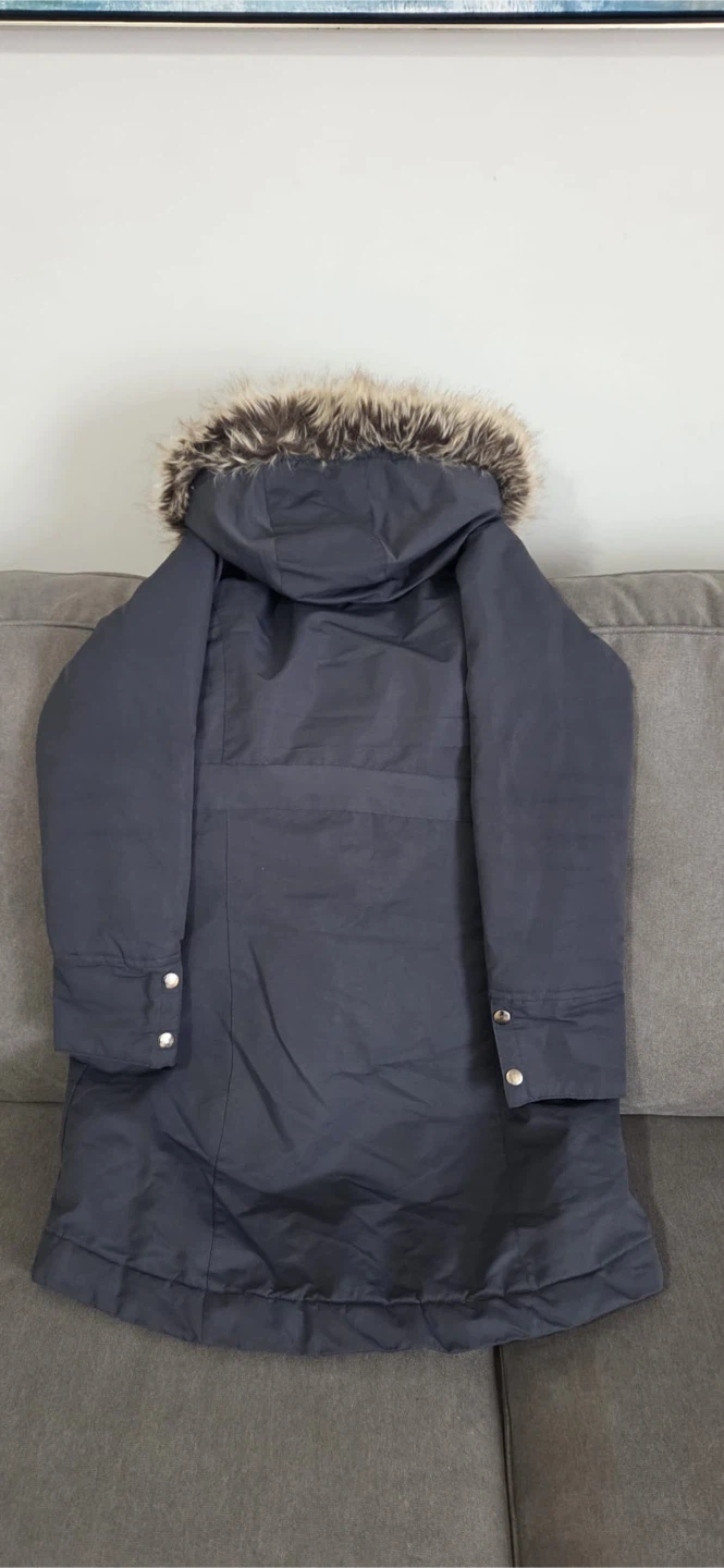 George Women's Dark Grey Parka Jacket with Faux Fur Hood. - photo 3