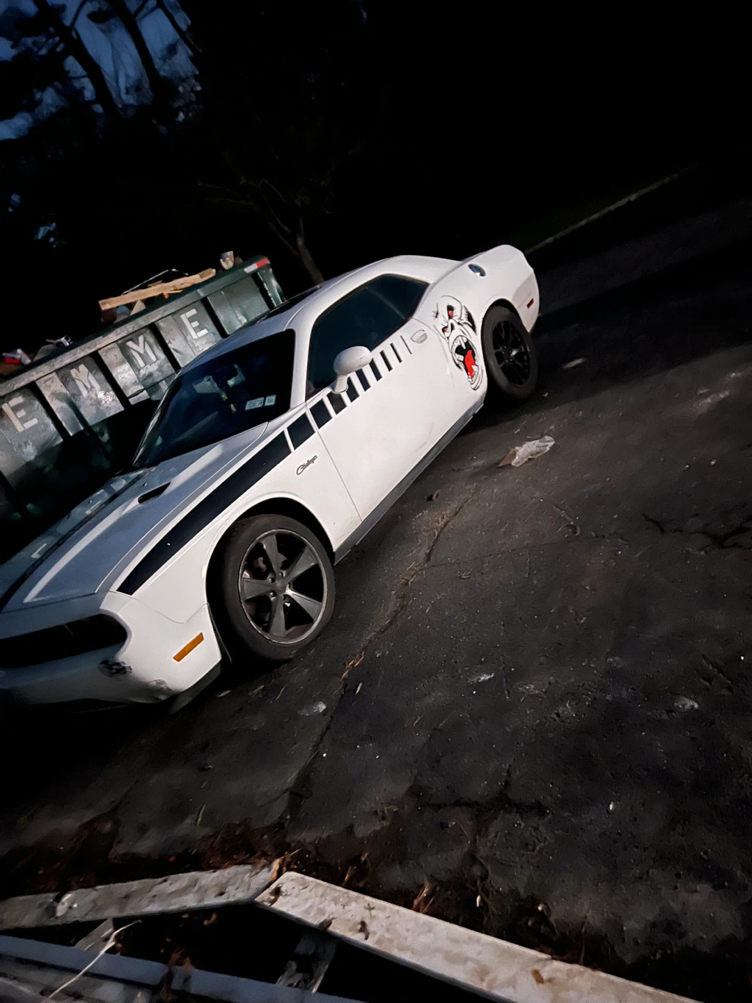 White Dodge Challenger with Black Racing Stripes - photo 2