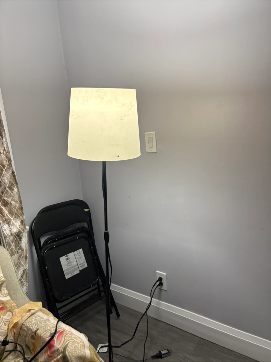 Black Floor Lamp with White Shade