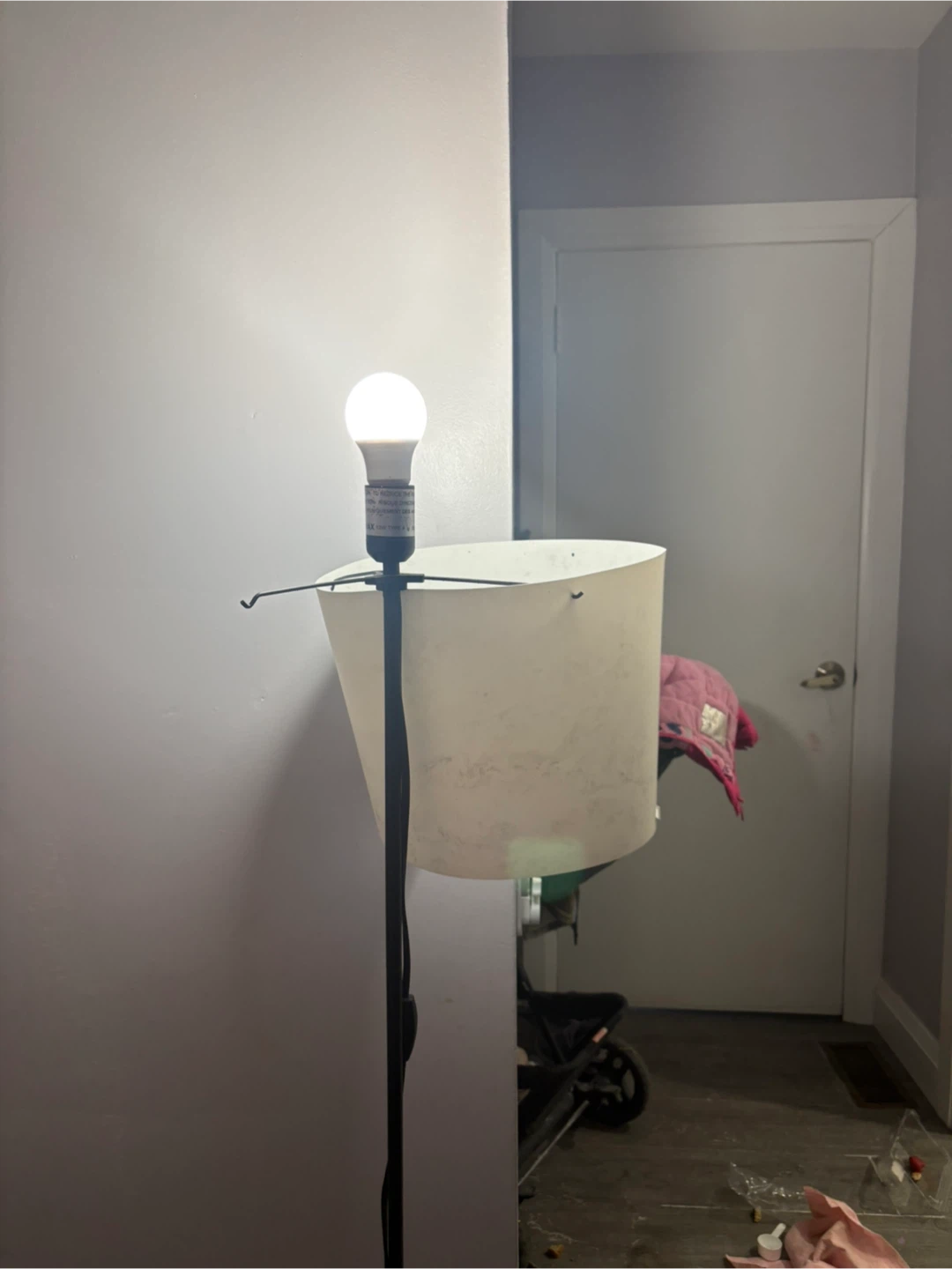 Black Floor Lamp with White Shade - photo 5
