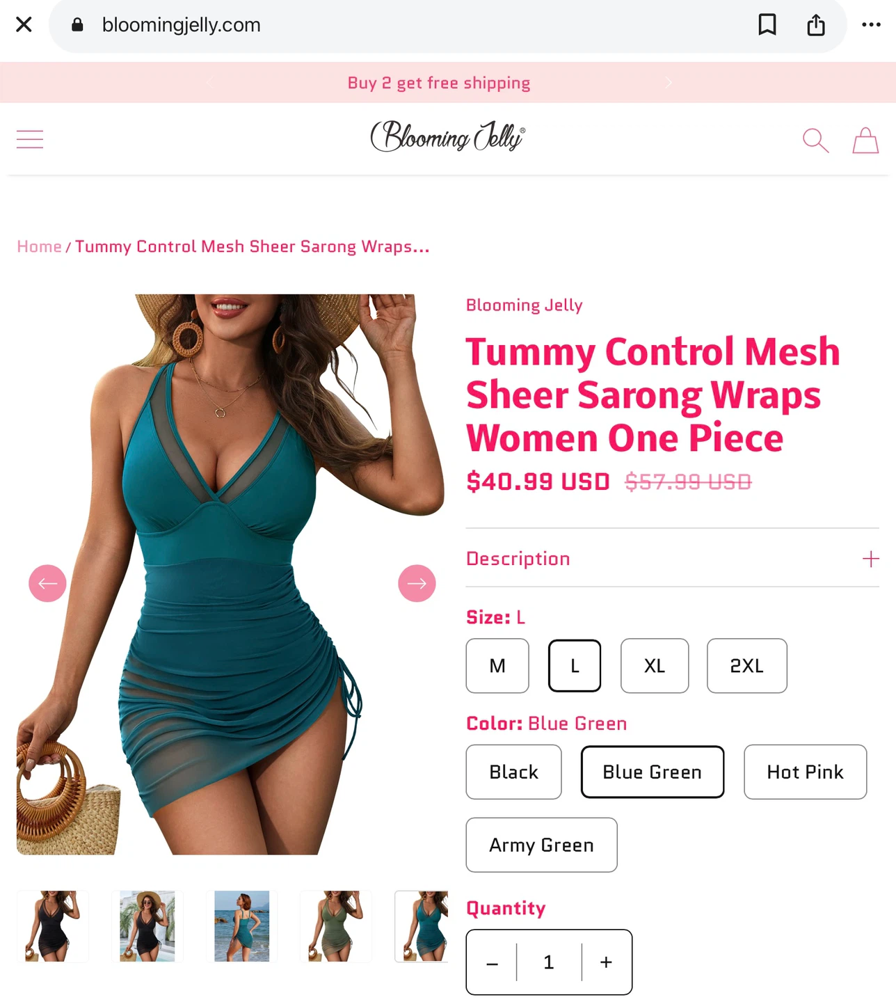 Blooming Jelly size L & XL Women's One Piece Swimsuit - photo 3