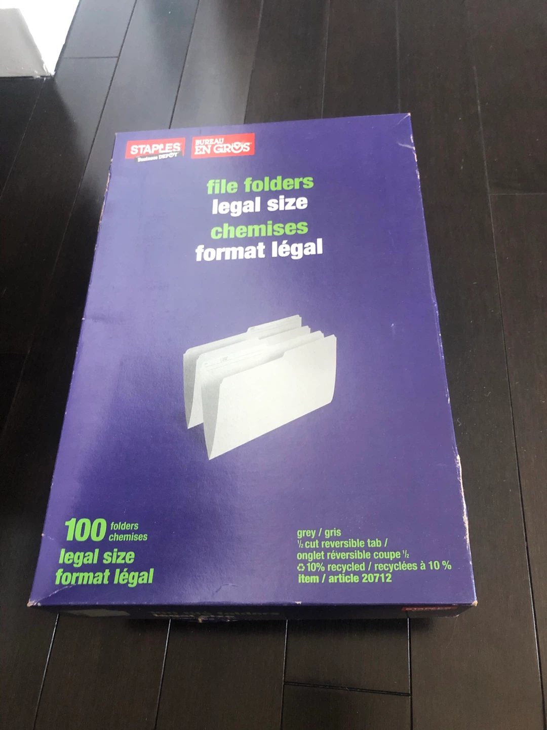 Staples File Folders - 20 Count Legal Size Grey