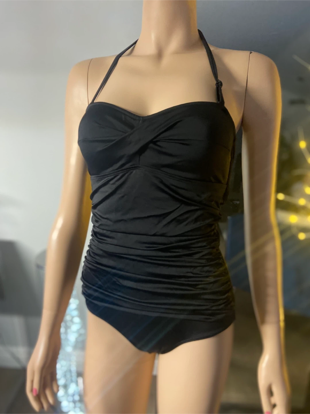 🏆️ NEW Joe Fresh Black Halterneck One-Piece Swimsuit Size XS 🏆️