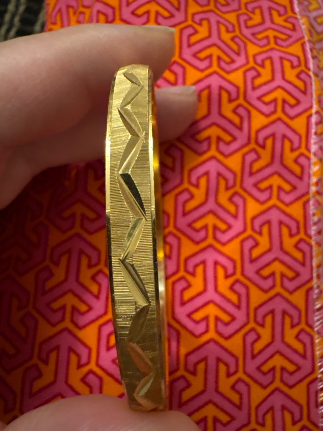 Vintage Trifari M Gold Bangle Bracelet