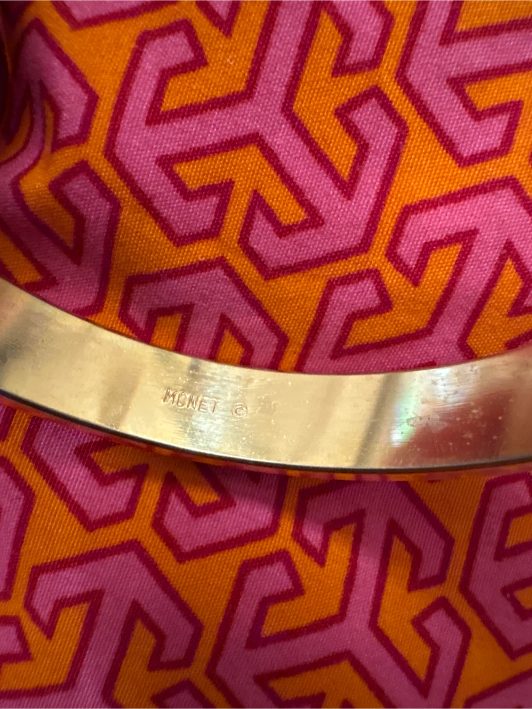 Vintage Monet M  Gold  Bangle Bracelet