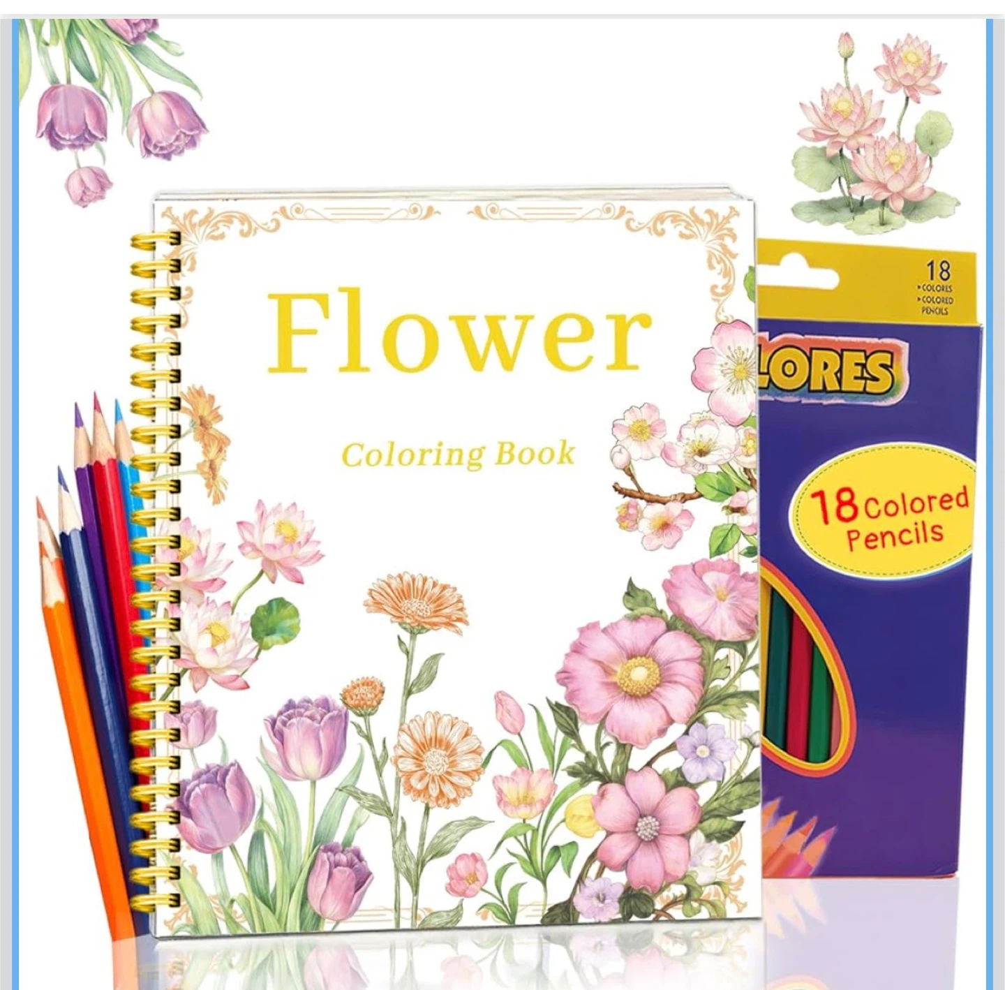 Coloring Book and Colored Pencils Set