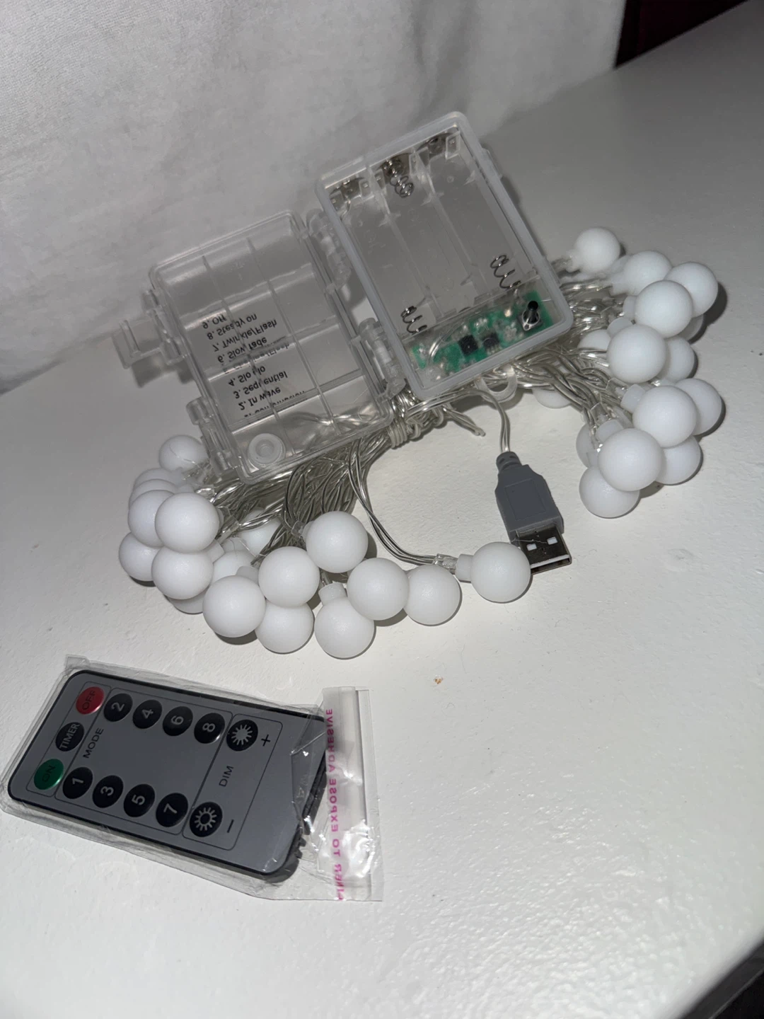 White Orb String Lights with Remote - photo 2