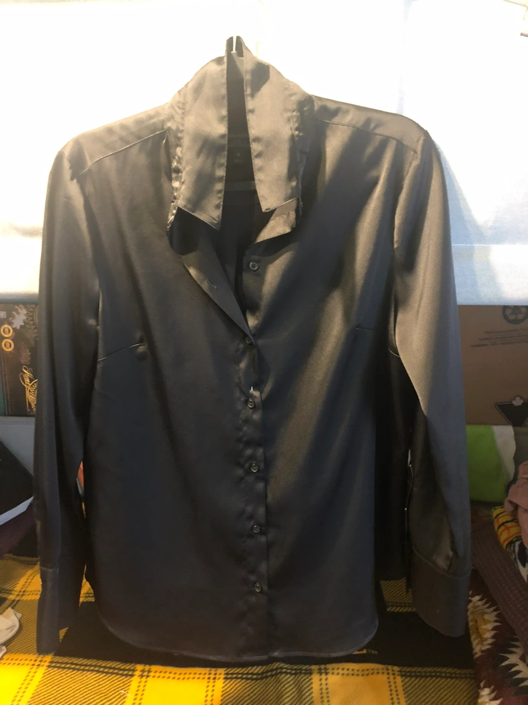 RW & CO. Black Ruched Mock Neck Top - Size M - photo 4