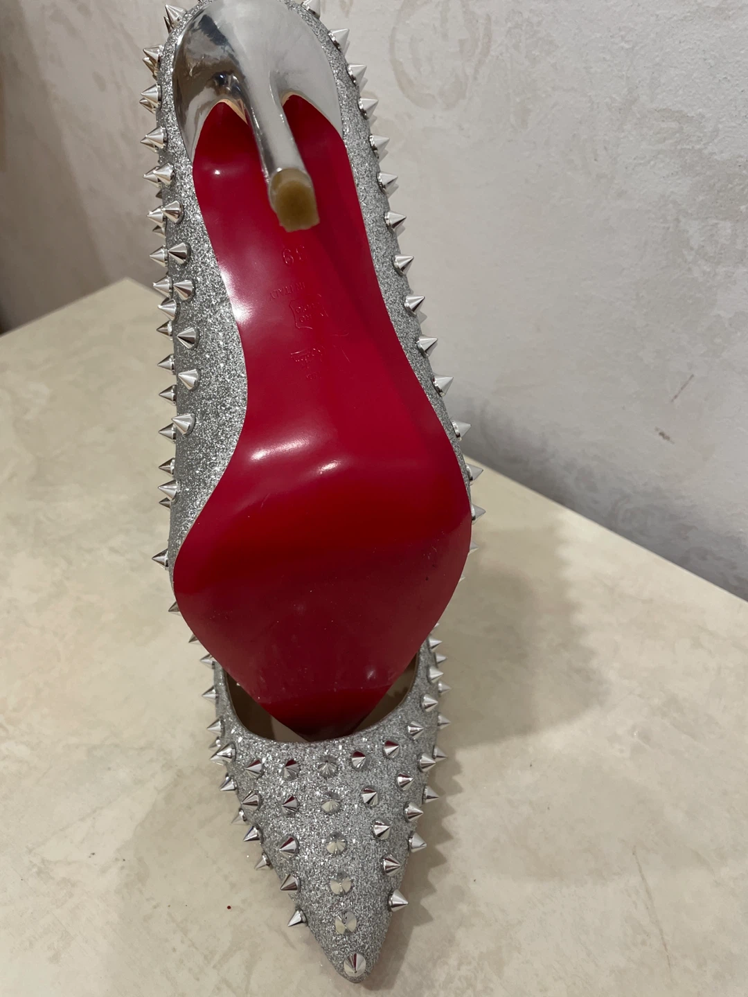 Silver elegant Heels with red sole - photo 3
