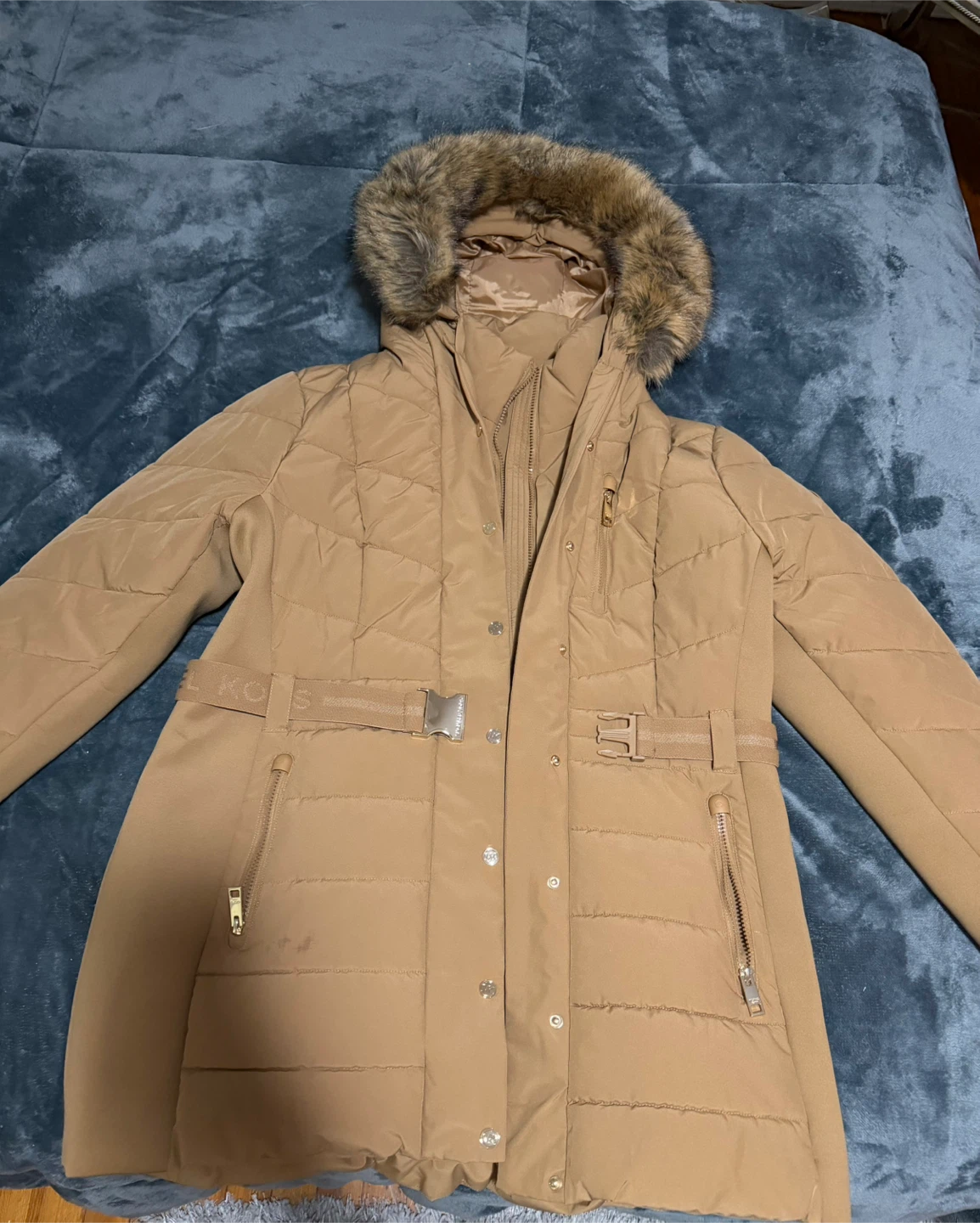 Michael Kors Women's Puffer Coat with Fur Hood