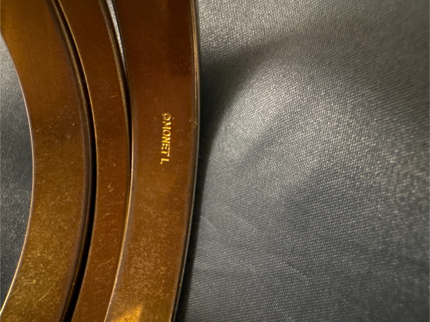Vintage Monet L Gold Tone Bangle Bracelets Set of 3 - photo 2