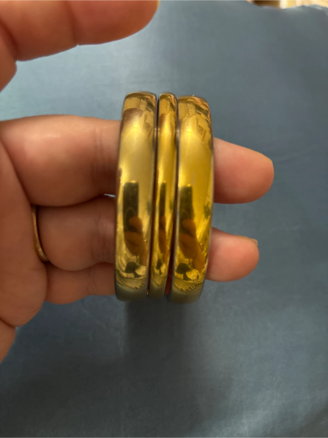 Vintage Monet L Gold Tone Bangle Bracelets Set of 3