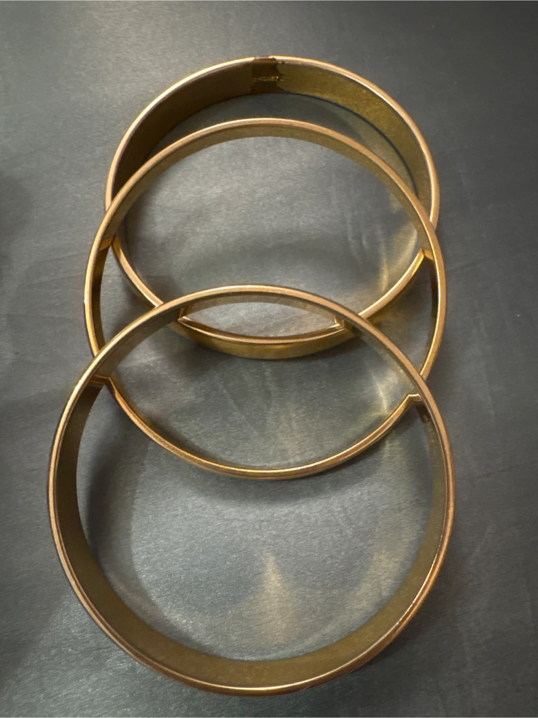 Vintage Monet L Gold Tone Bangle Bracelets Set of 3 - photo 3
