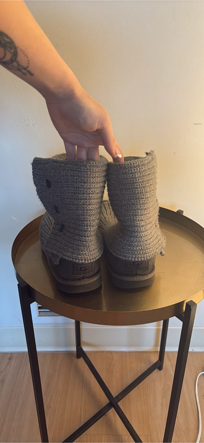 UGG Australia Knit Button Boots - Grey