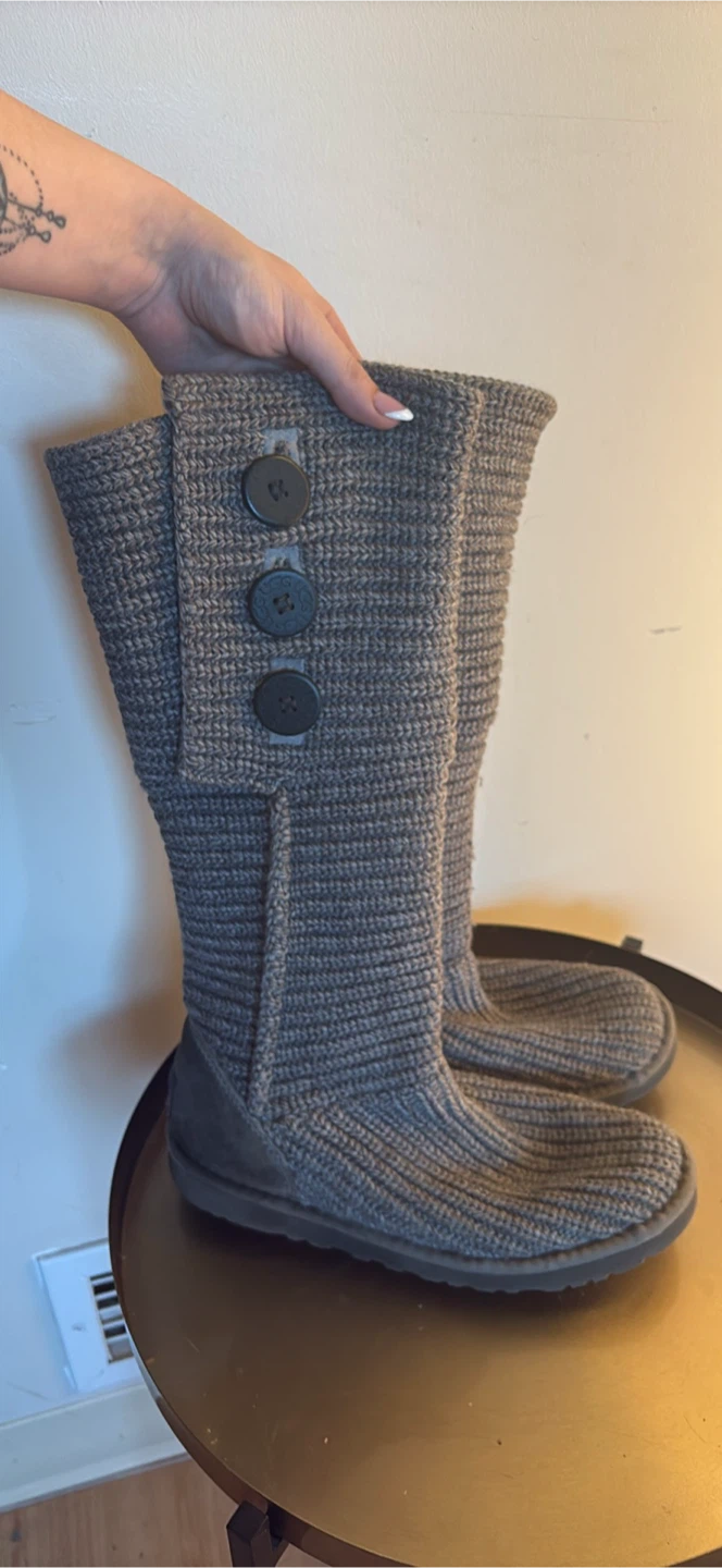 UGG Australia Knit Button Boots - Grey - photo 3