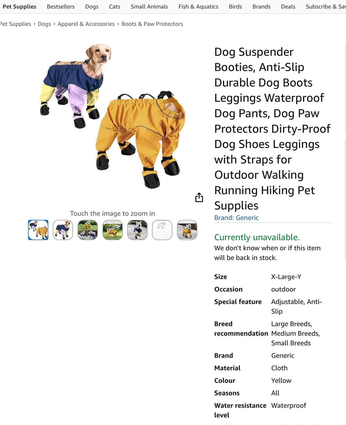 Yellow Dog Suspender Booties - Waterproof & Anti-Slip size small - photo 3
