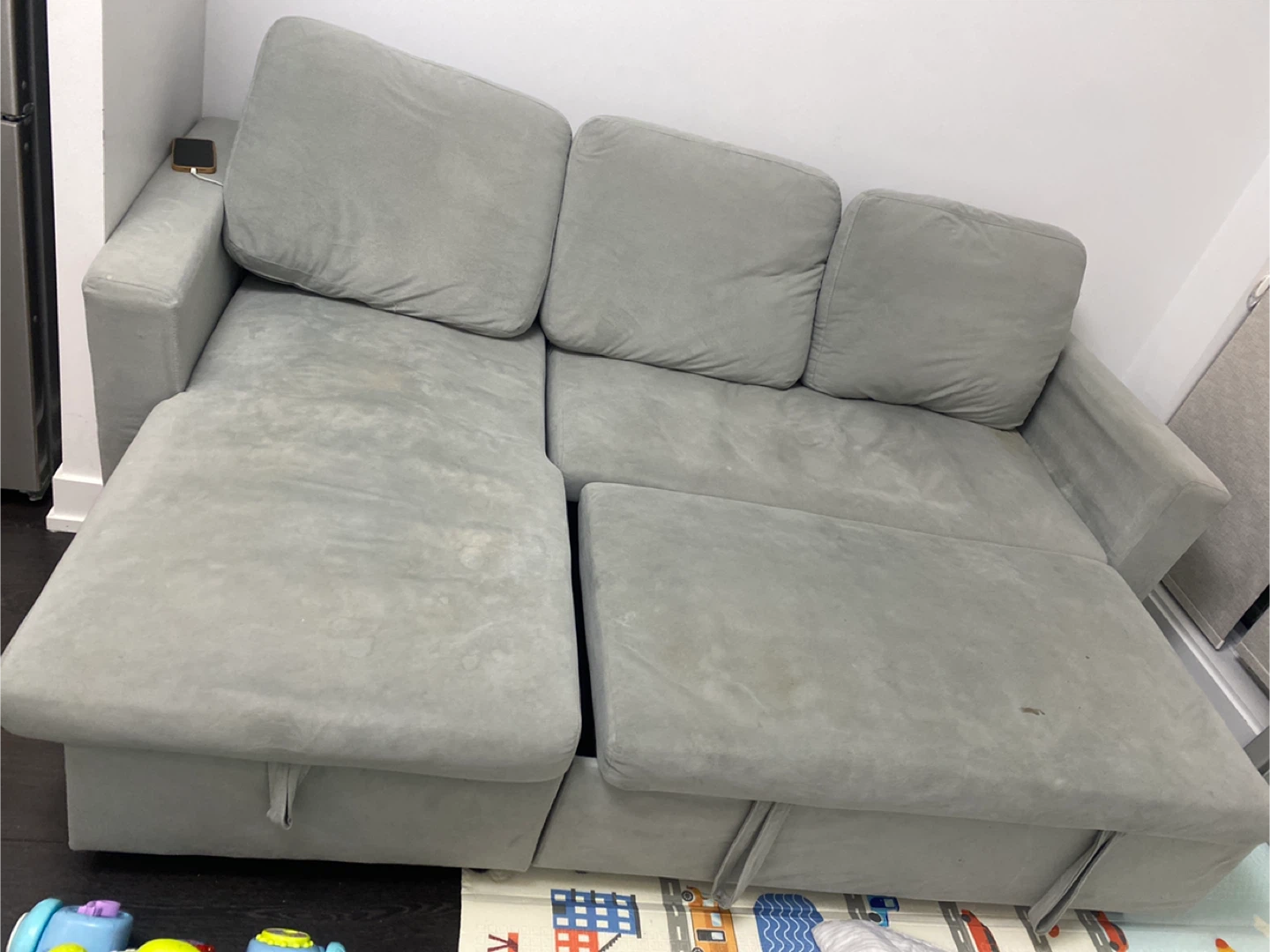Grey Sectional Sofa with Storage