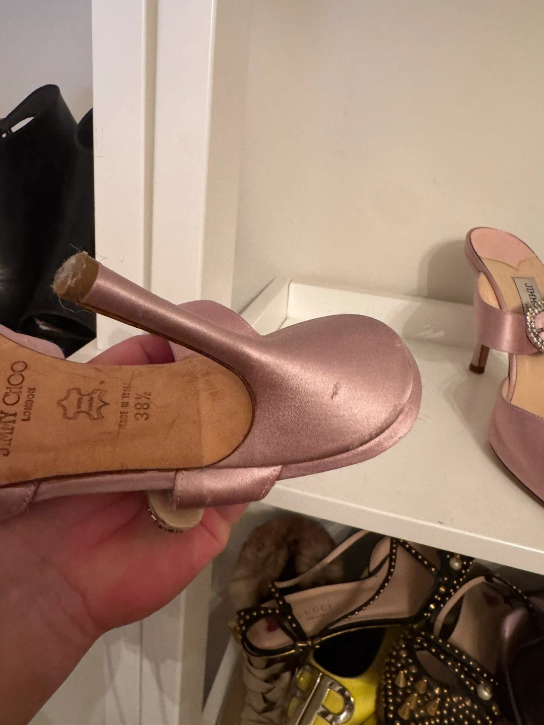 Beautiful Jimmy Choo Satin Pink heels sz 38.5 - photo 3