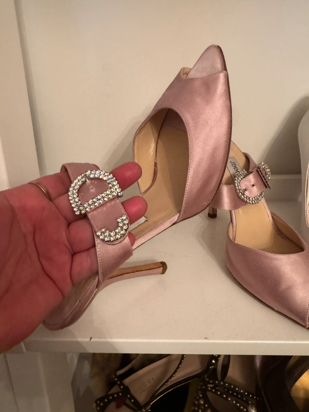 Beautiful Jimmy Choo Satin Pink heels sz 38.5