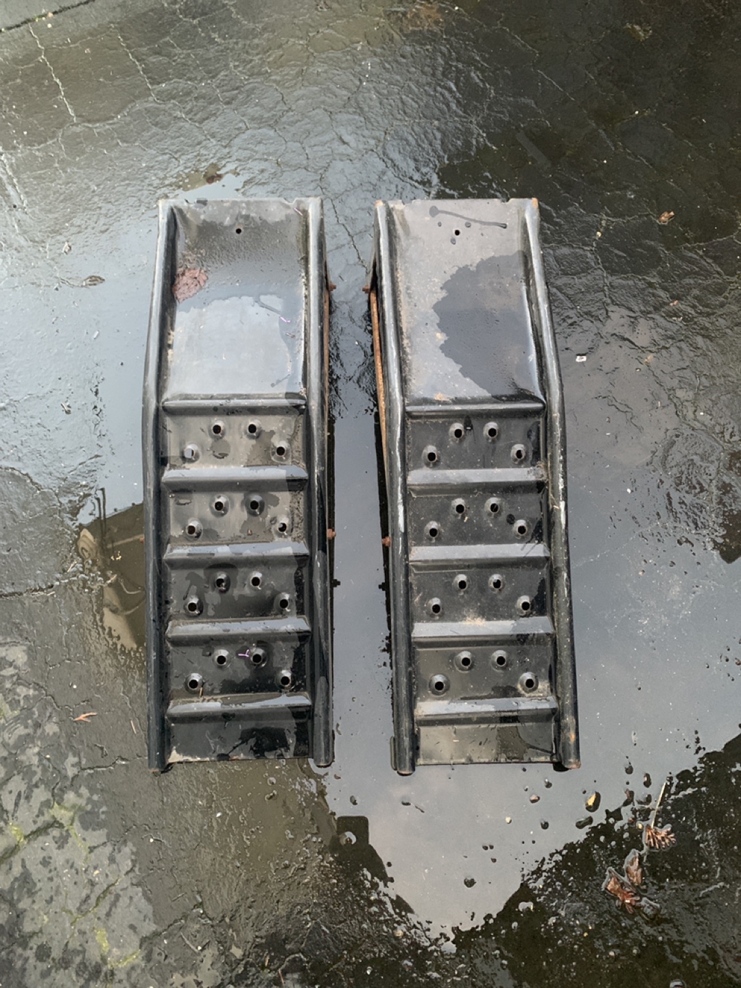 Pair of Black Metal Car Ramps