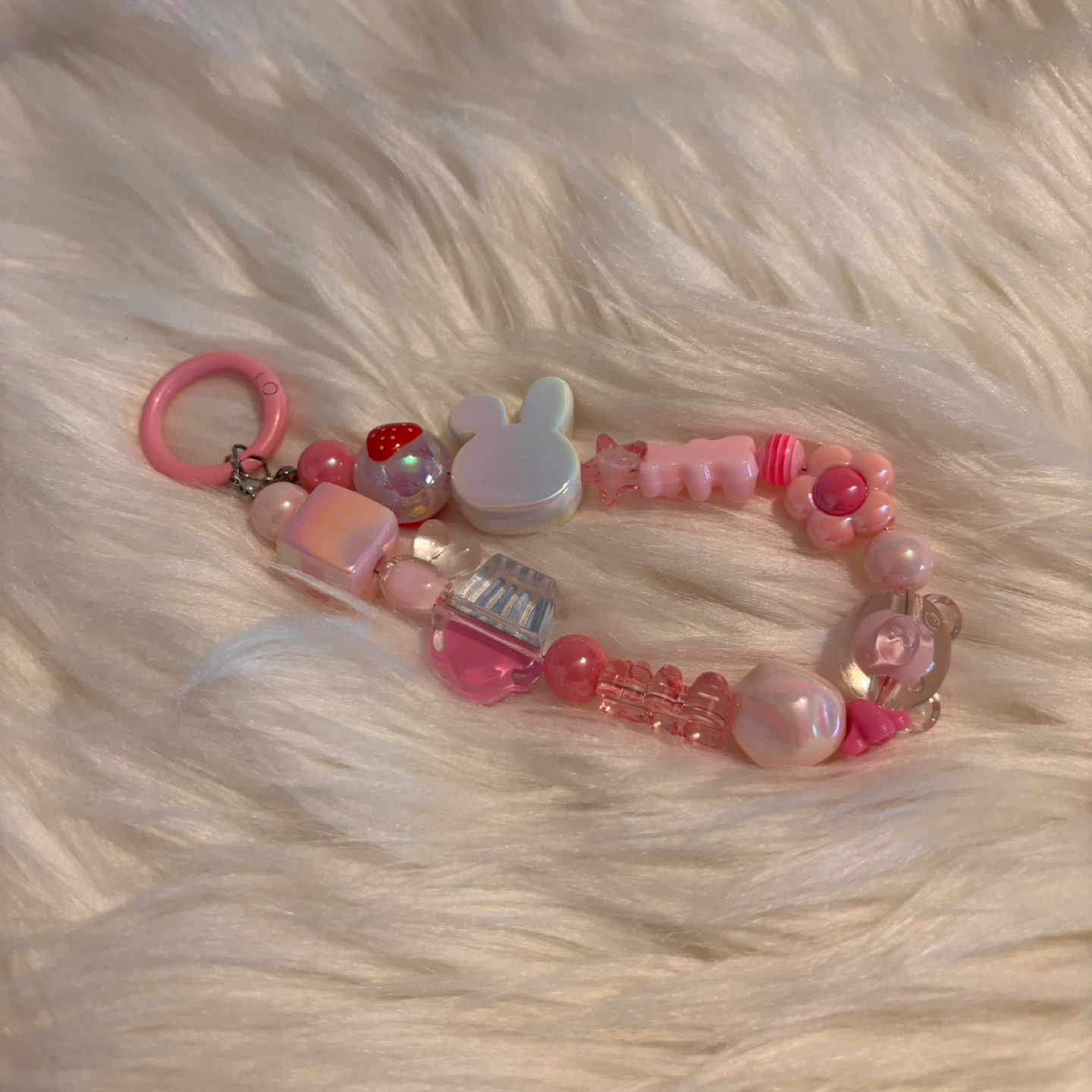 Pink Beaded Keychain with Charms - photo 4