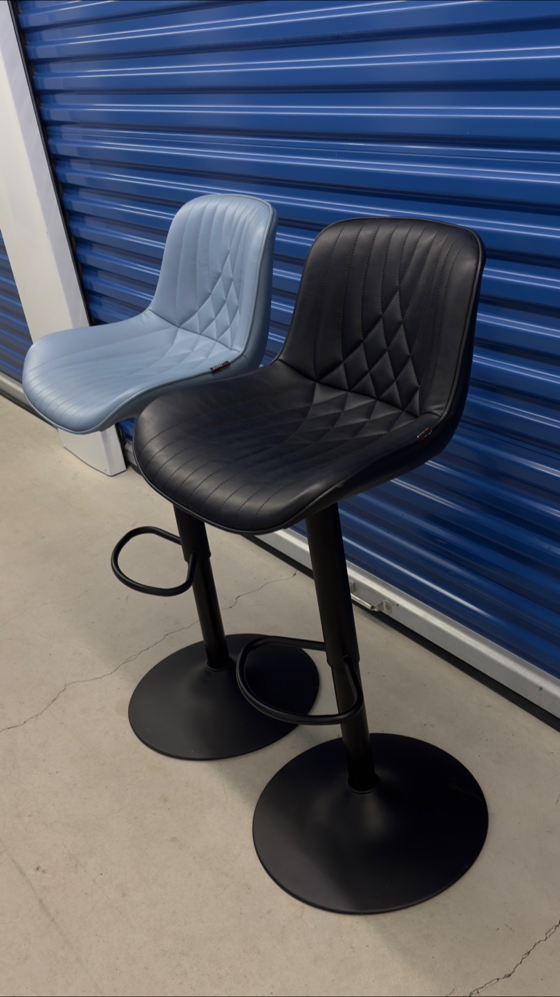YOUTASTE Bar Stools - Set of 2 (Black & Light Blue)
