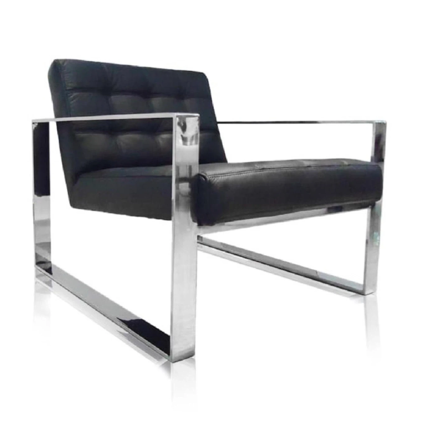 Modani Black Leather Lounge Chair with Chrome Frame - photo 5