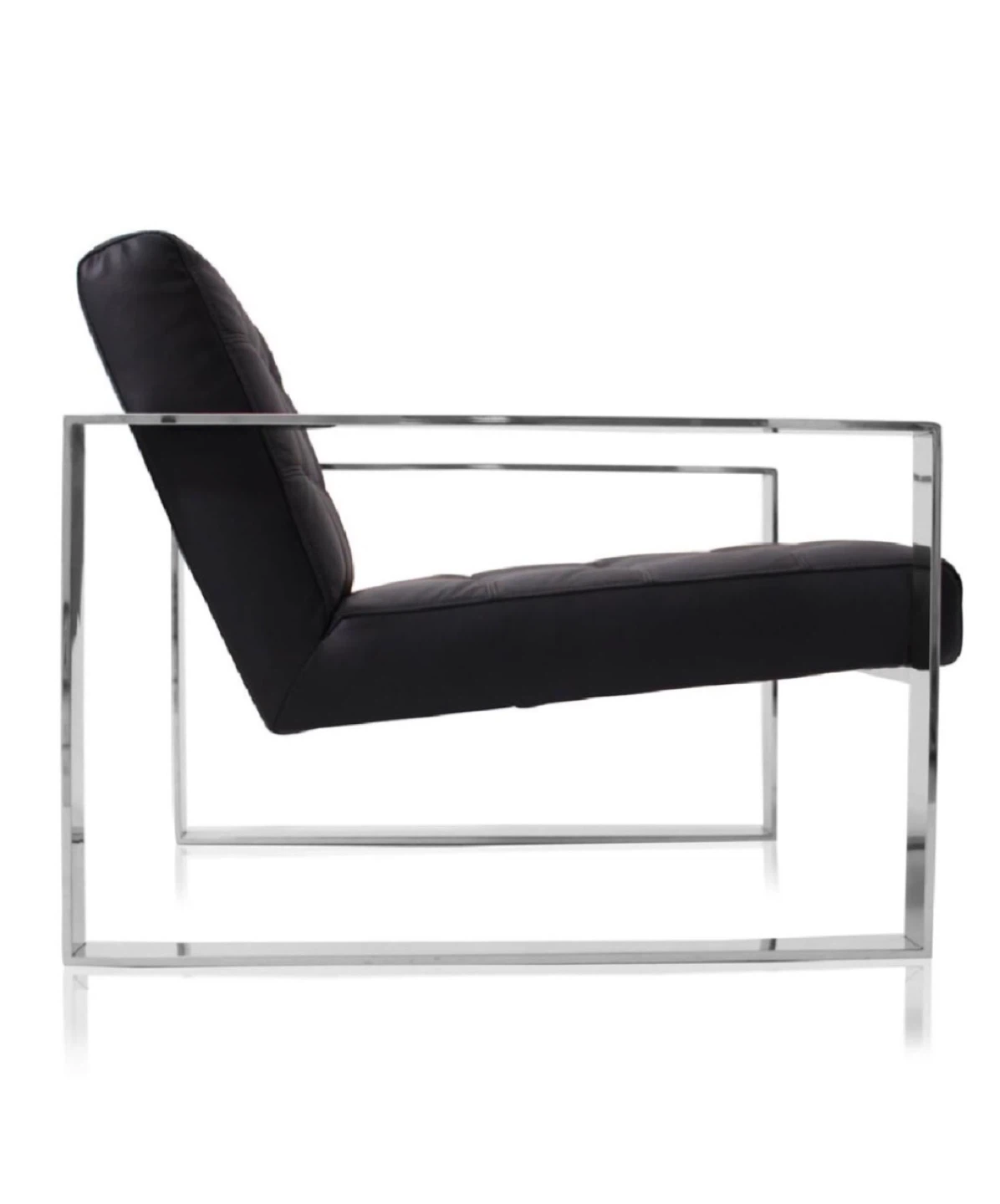 Modani Black Leather Lounge Chair with Chrome Frame - photo 4