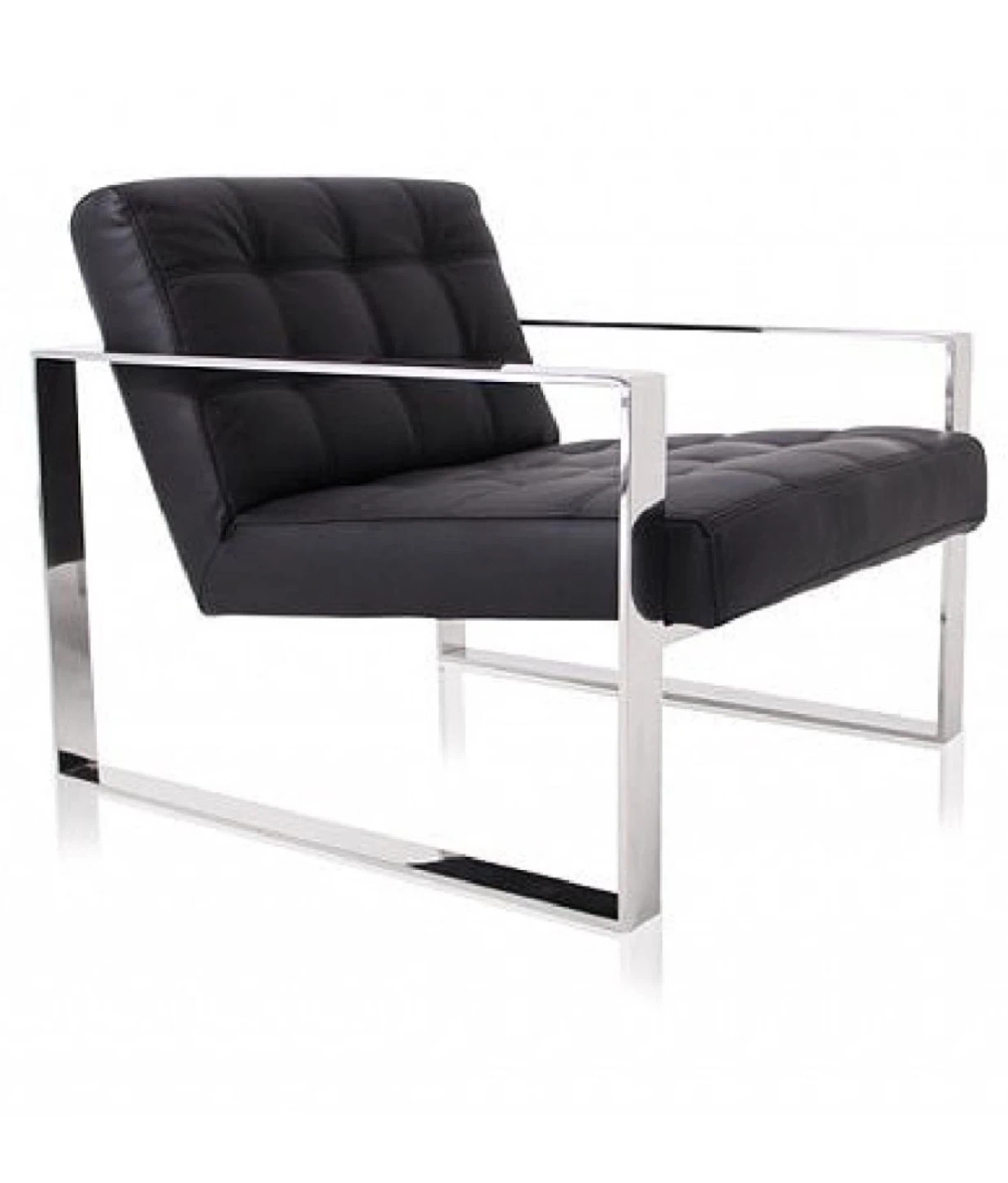 Modani Black Leather Lounge Chair with Chrome Frame - photo 3